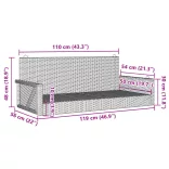 fekete polyrattan hintapad 119 x 56 x 48 cm