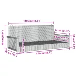 barna polyrattan hintapad 119 x 56 x 48 cm