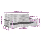 bézs polyrattan hintapad 119 x 56 x 48 cm