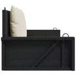 fekete polyrattan hintapad párnákkal 119 x 56 x 48 cm