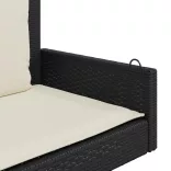 fekete polyrattan hintapad párnákkal 119 x 56 x 48 cm