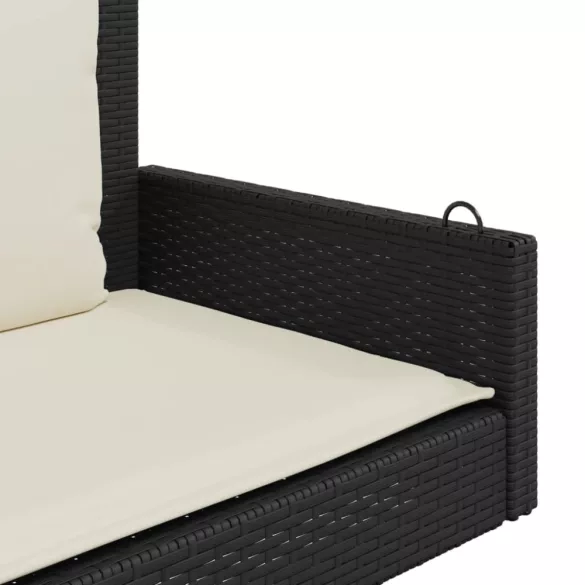 fekete polyrattan hintapad párnákkal 119 x 56 x 48 cm