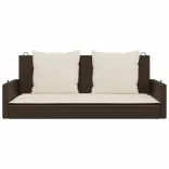 barna polyrattan hintapad párnával 119 x 56 x 48 cm