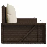 barna polyrattan hintapad párnával 119 x 56 x 48 cm