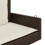 barna polyrattan hintapad párnával 119 x 56 x 48 cm