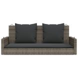 szürke polyrattan hintapad párnákkal 119x56x48 cm