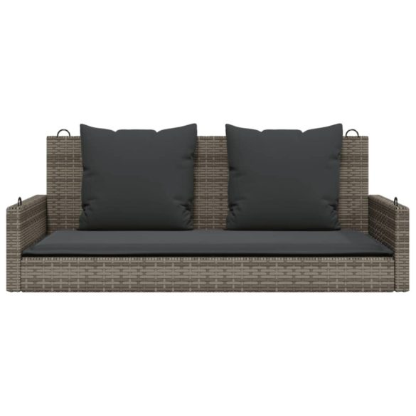 szürke polyrattan hintapad párnákkal 119x56x48 cm