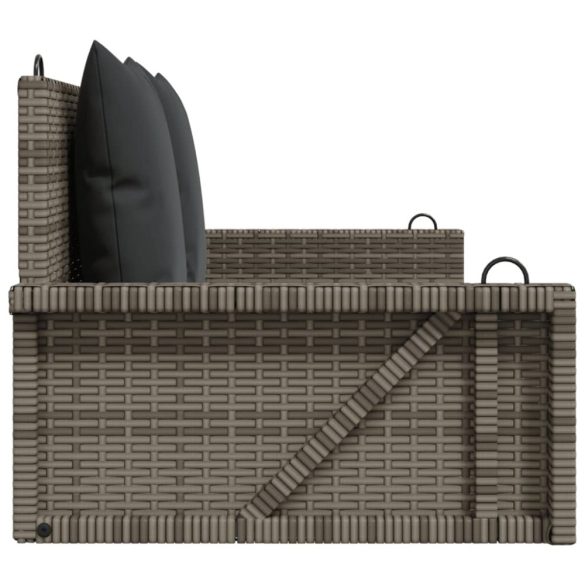 szürke polyrattan hintapad párnákkal 119x56x48 cm