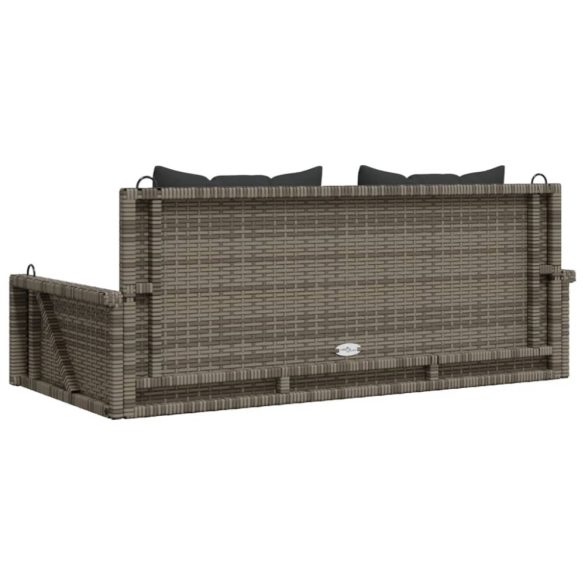 szürke polyrattan hintapad párnákkal 119x56x48 cm