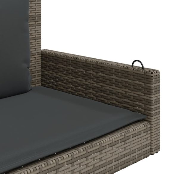 szürke polyrattan hintapad párnákkal 119x56x48 cm