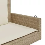 bézs polyrattan hintapad párnával 119 x 56 x 48 cm