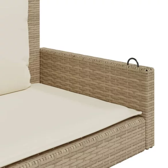 bézs polyrattan hintapad párnával 119 x 56 x 48 cm