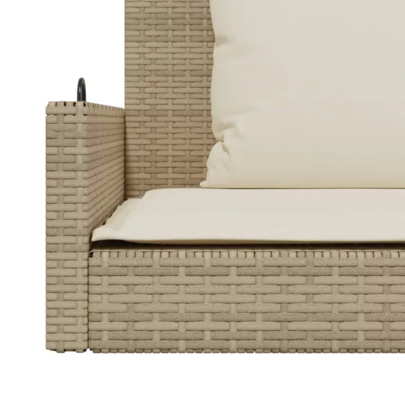 bézs polyrattan hintapad párnával 119 x 56 x 48 cm