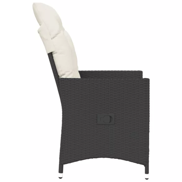 fekete polyrattan dönthető kerti szék párnával