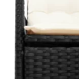 fekete polyrattan dönthető kerti szék párnával