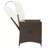 barna polyrattan dönthető kerti szék párnákkal