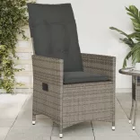 szürke polyrattan dönthető kerti szék párnákkal