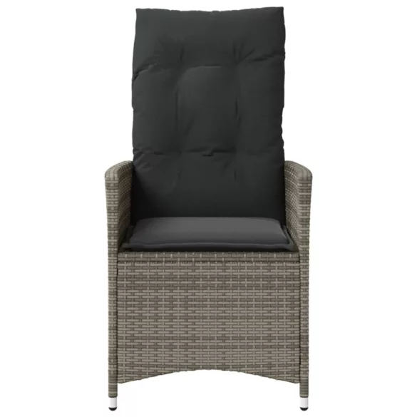 szürke polyrattan dönthető kerti szék párnákkal
