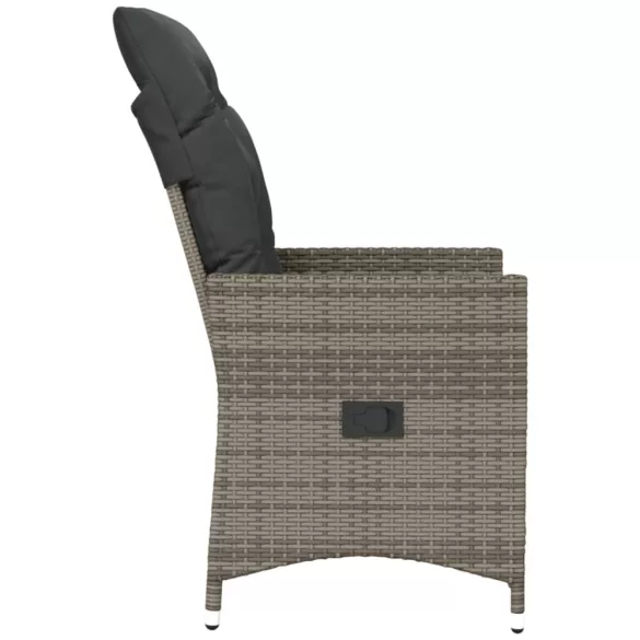 szürke polyrattan dönthető kerti szék párnákkal