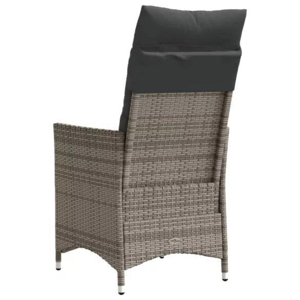 szürke polyrattan dönthető kerti szék párnákkal