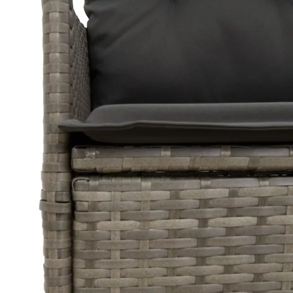 szürke polyrattan dönthető kerti szék párnákkal