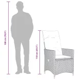szürke polyrattan dönthető kerti szék párnákkal