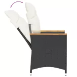 fekete polyrattan dönthető kerti szék párnával