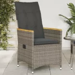 szürke polyrattan dönthető kerti szék párnákkal
