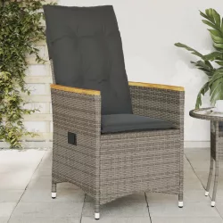 szürke polyrattan dönthető kerti szék párnákkal