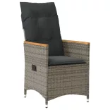 szürke polyrattan dönthető kerti szék párnákkal