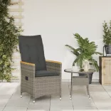 szürke polyrattan dönthető kerti szék párnákkal