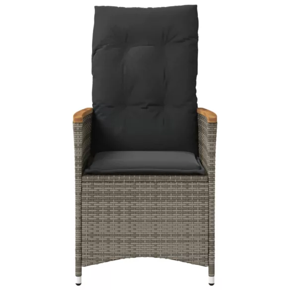szürke polyrattan dönthető kerti szék párnákkal