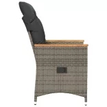 szürke polyrattan dönthető kerti szék párnákkal