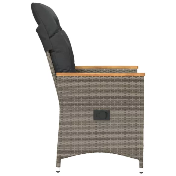 szürke polyrattan dönthető kerti szék párnákkal
