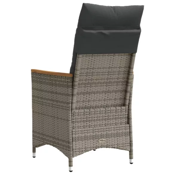 szürke polyrattan dönthető kerti szék párnákkal