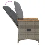 szürke polyrattan dönthető kerti szék párnákkal