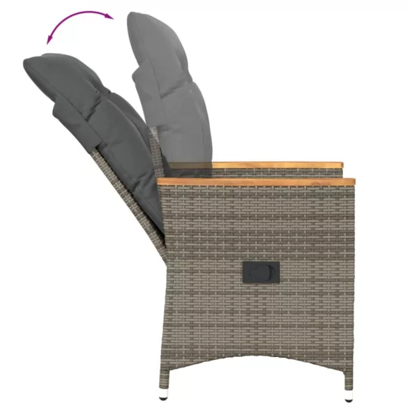 szürke polyrattan dönthető kerti szék párnákkal