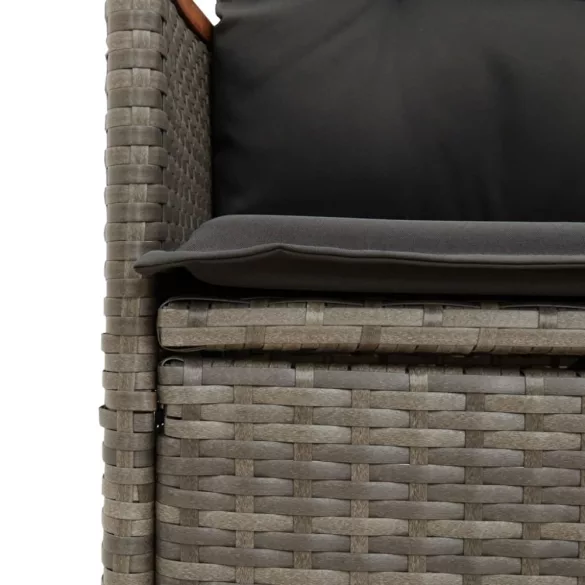 szürke polyrattan dönthető kerti szék párnákkal