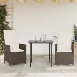 2 db barna polyrattan dönthető kerti szék párnákkal