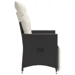 fekete polyrattan dönthető kerti szék párnával