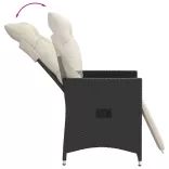 fekete polyrattan dönthető kerti szék párnával