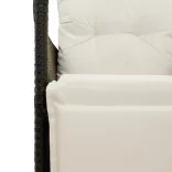 fekete polyrattan dönthető kerti szék párnával