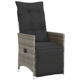 szürke polyrattan dönthető kerti szék párnákkal