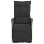 szürke polyrattan dönthető kerti szék párnákkal