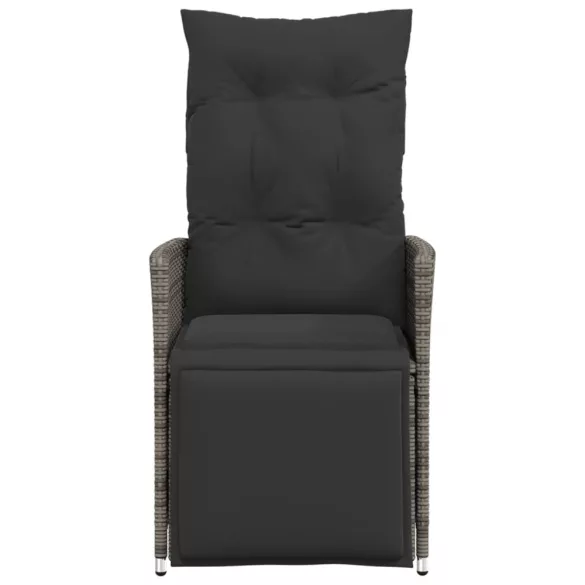 szürke polyrattan dönthető kerti szék párnákkal