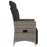 szürke polyrattan dönthető kerti szék párnákkal