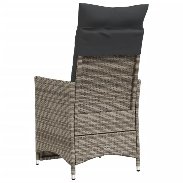 szürke polyrattan dönthető kerti szék párnákkal
