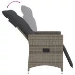 szürke polyrattan dönthető kerti szék párnákkal