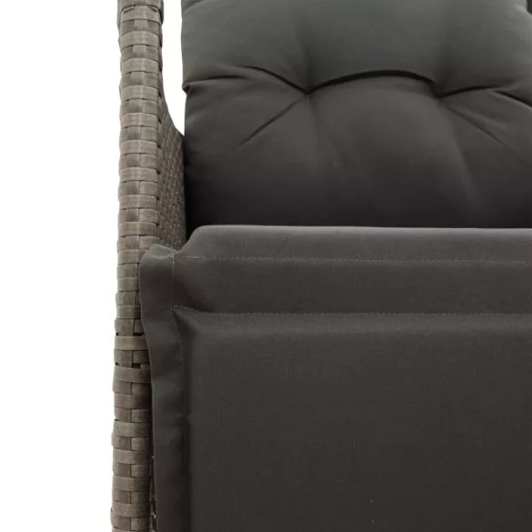 szürke polyrattan dönthető kerti szék párnákkal