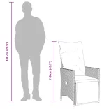 szürke polyrattan dönthető kerti szék párnákkal